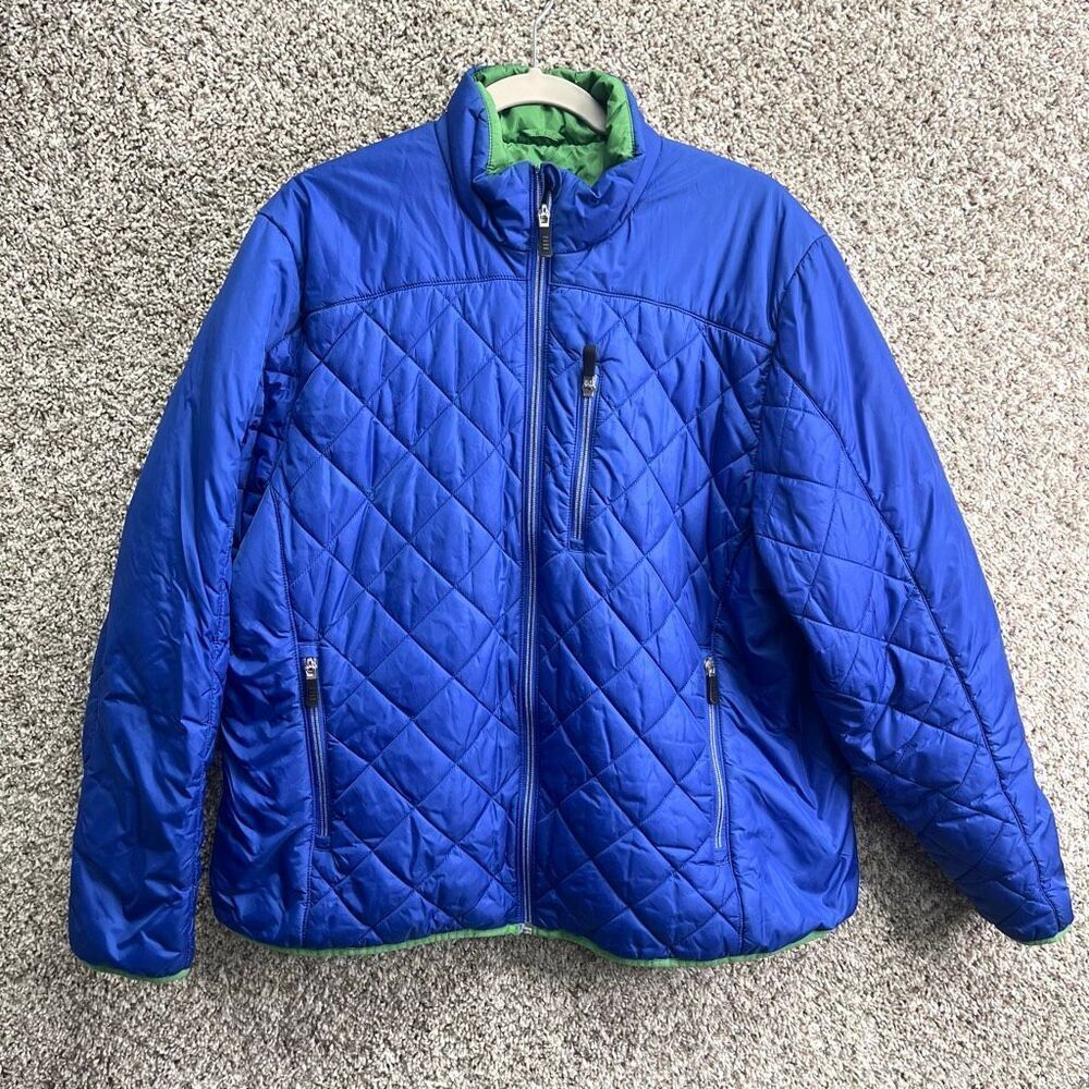 Lands’ End Coat Women’s XL 18-20 Primaloft Blue Nylon Zip Up Quilted Puffer